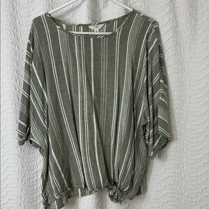 Time and Tru Green Striped Blouse